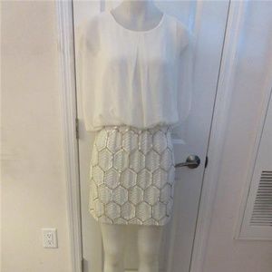 TFNC LONDON IVORY SLEEVELESS DRESS W/ BEADING M